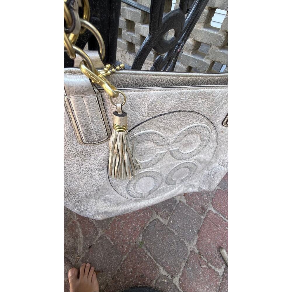 Coach Audrey Metallic Leather Tote Bag - Picture 3 of 9